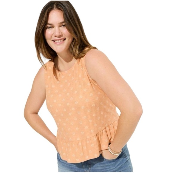 torrid Tops - NWT Torrid Texture Knit High Neck Ruffle Crop Top Peach Size 4X | 3088